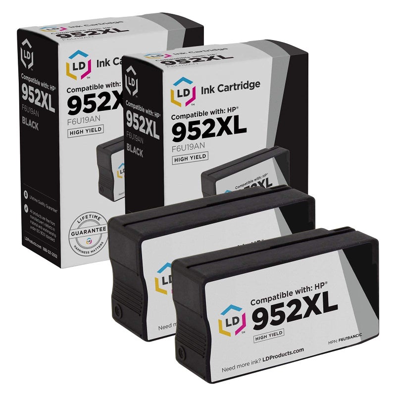 LD Products Compatible Replacements for HP 952XL Ink Cartridges 952 XL High Yield (2 Pack, Black) for use in OfficeJet: 7740, 8702, 8715 / OfficeJet Pro: 7740, 8210, 8216, 8218, 8710, 8714, 8716, 8717 - Image 1